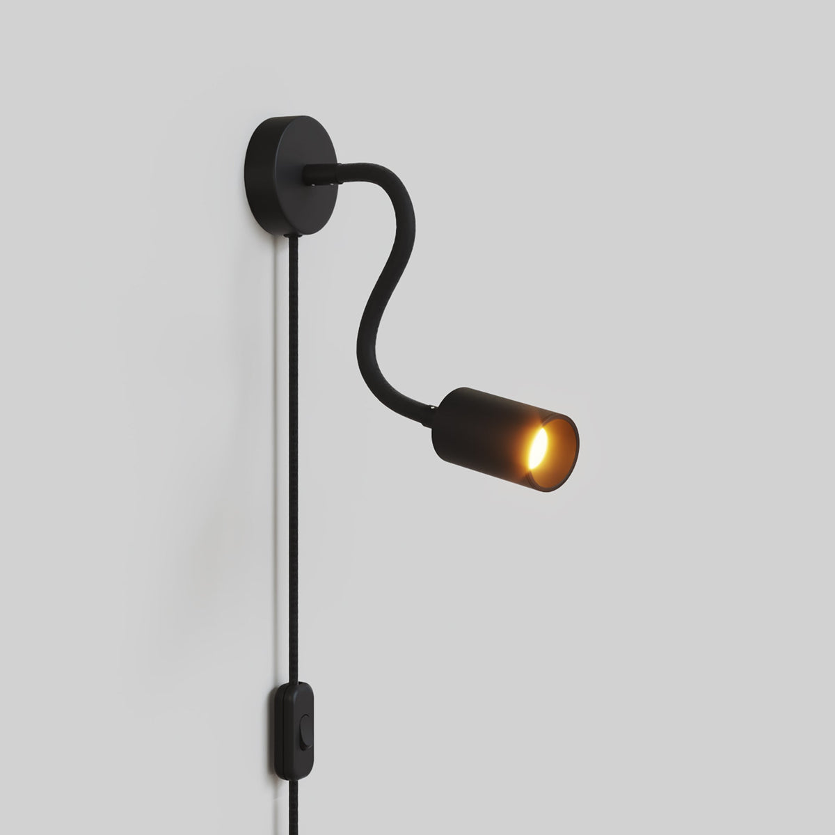 Lampada con spina e braccio snodabile, faretto Spotlight GU10 Bispot - Nero - Creative Cables