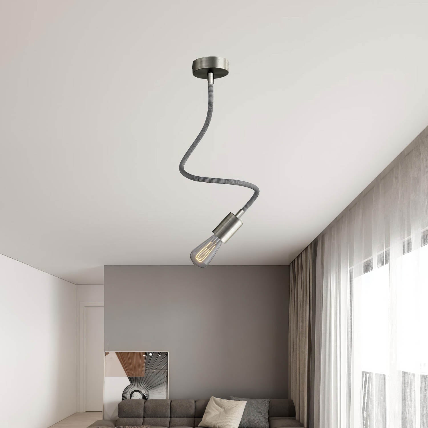 Lampada Creative Flex 60 cm da parete o soffitto - Titanio satinato - Creative Cables
