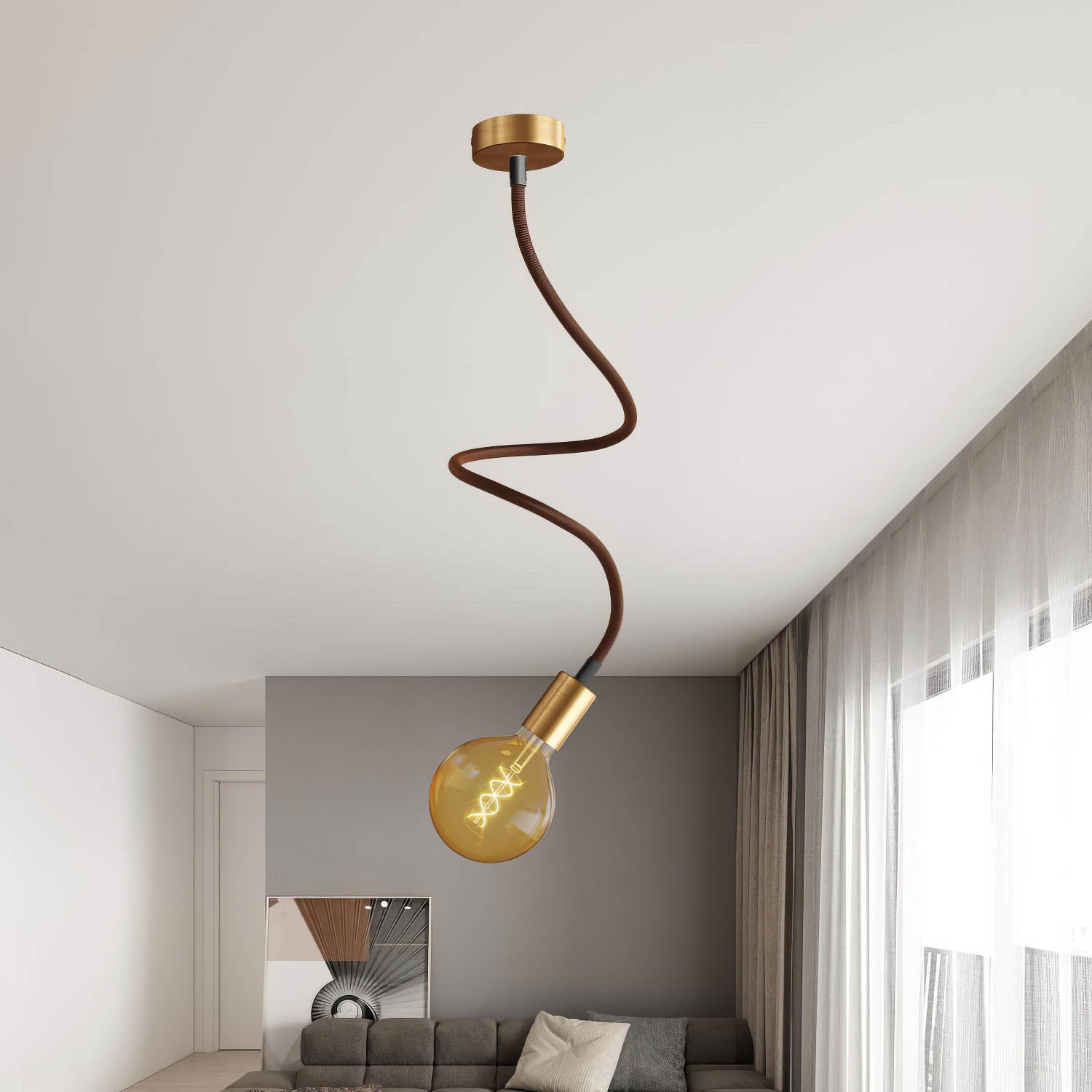 Lampada Creative Flex 90 cm da soffitto - Bronzo satinato - Creative Cables