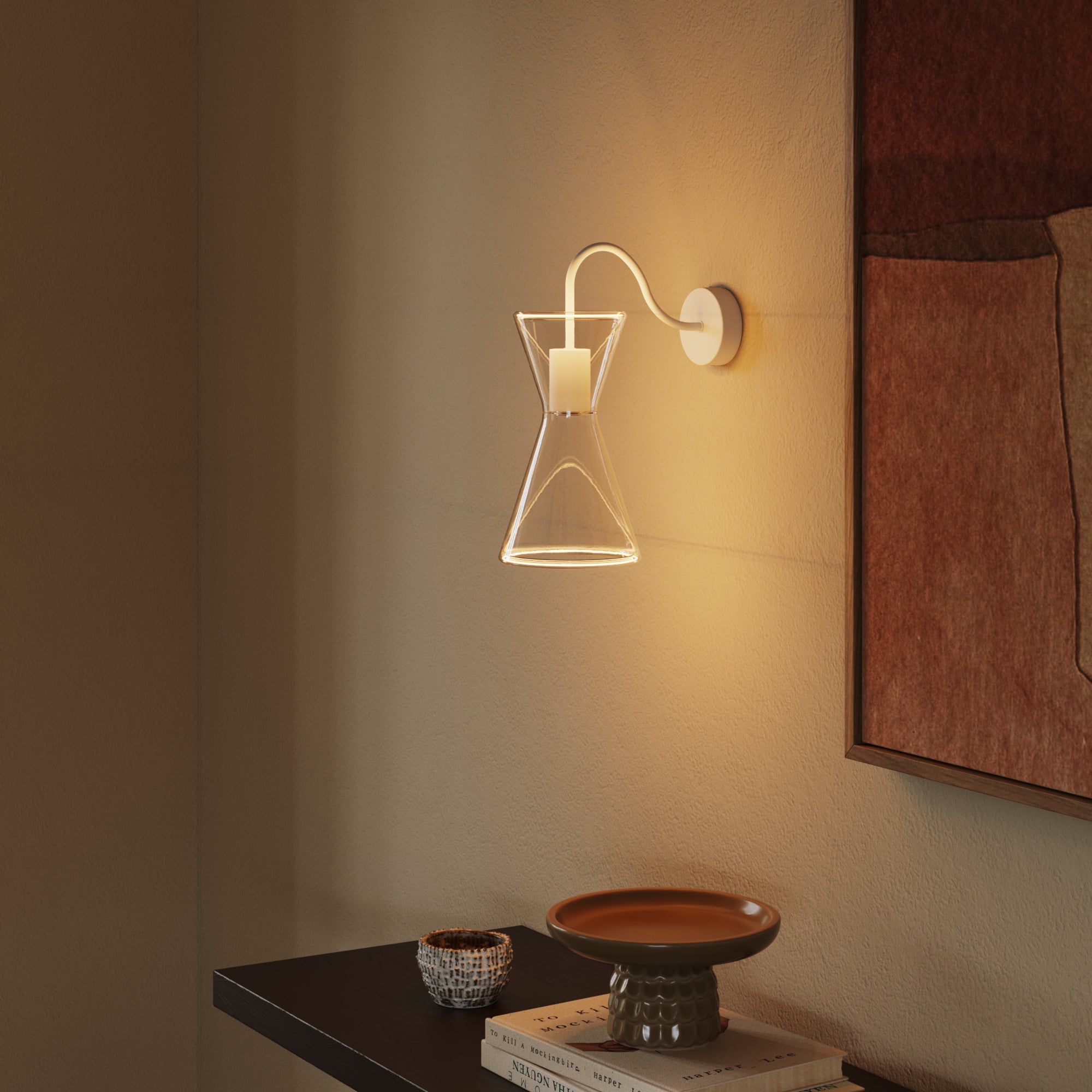 Lampada da parete Ghost Doppio cono con estensione a S - Bianco opaco - Creative Cables