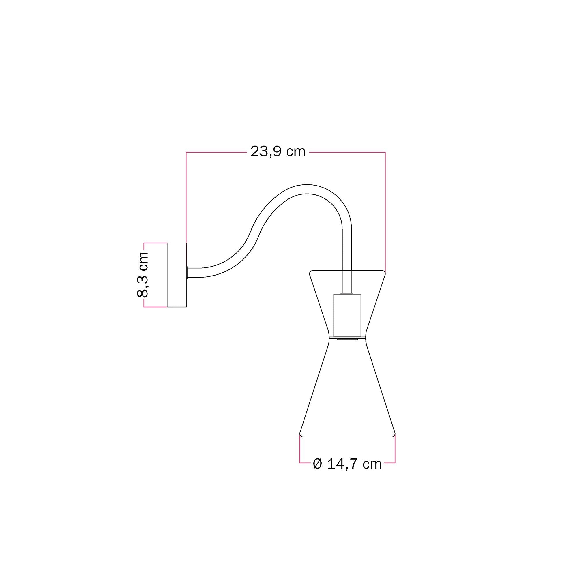 Lampada da parete Ghost Doppio cono con estensione a S - Bianco opaco - Creative Cables