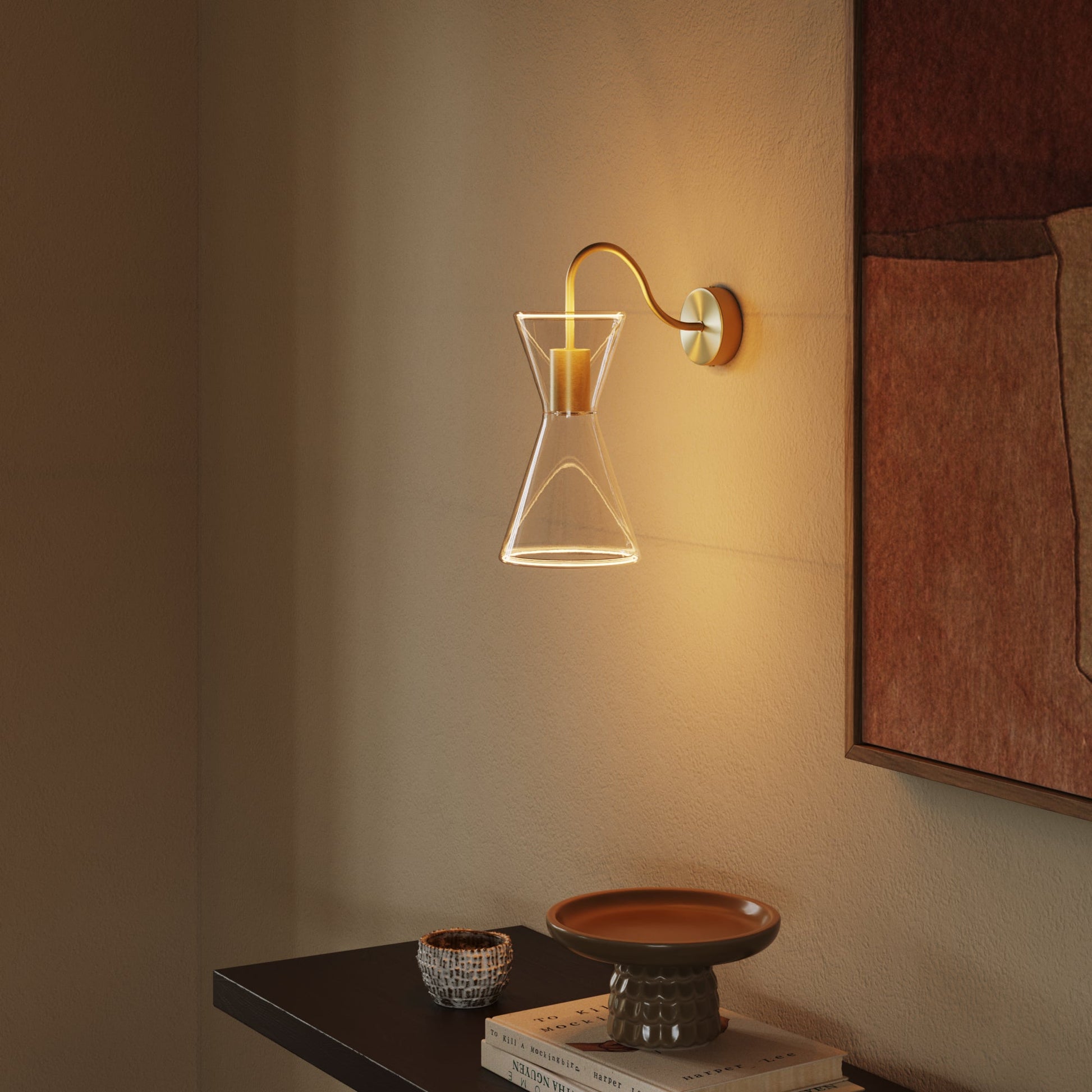 Lampada da parete Ghost Doppio cono con estensione a S - Bronzo satinato - Creative Cables
