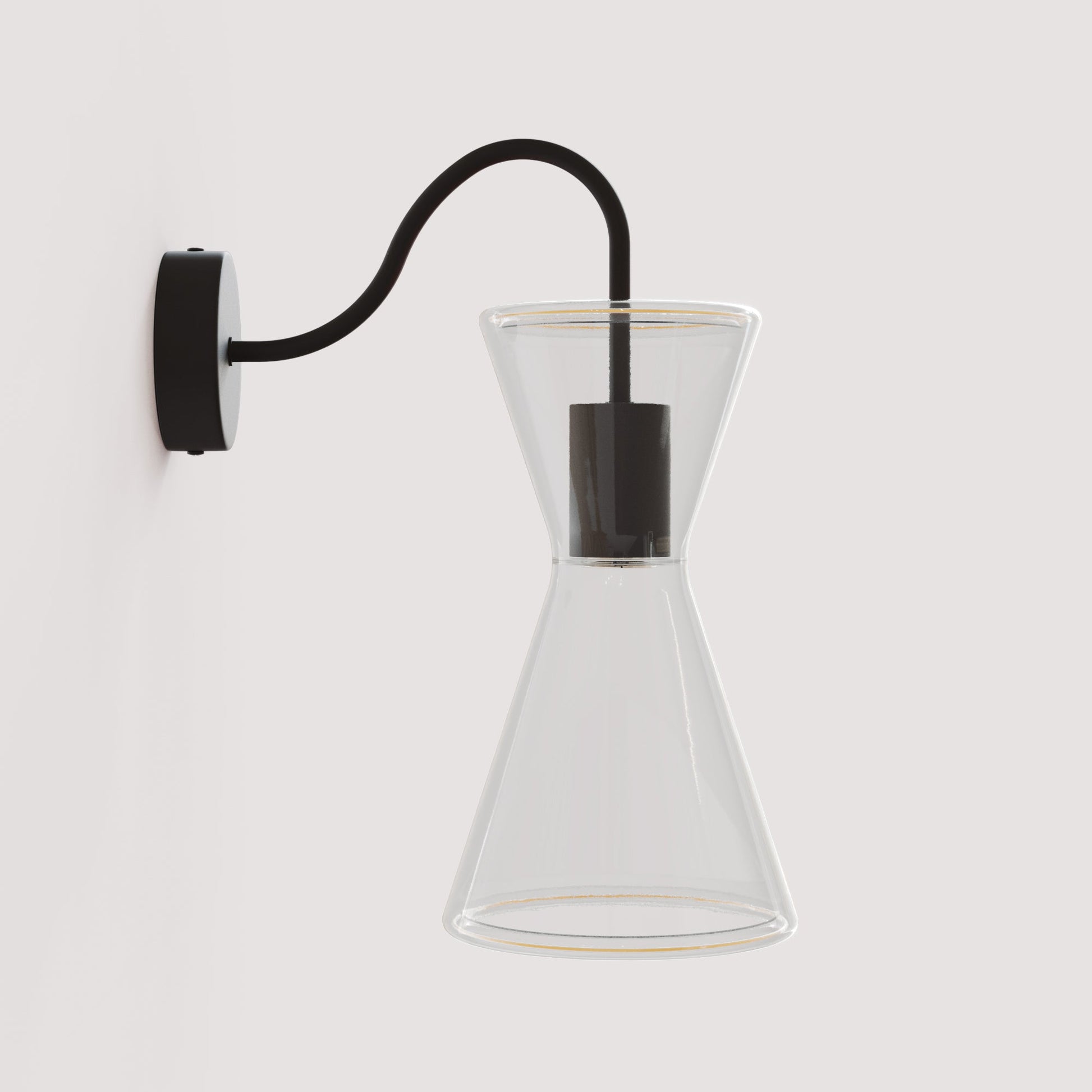 Lampada da parete Ghost Doppio cono con estensione a S - Nero - Creative Cables