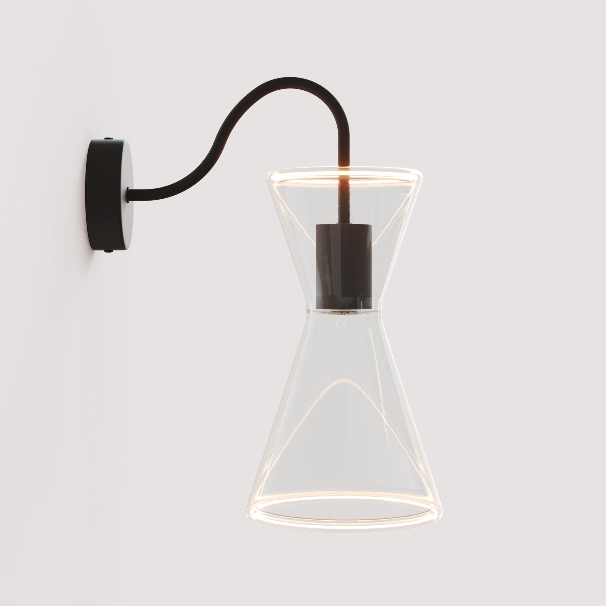 Lampada da parete Ghost Doppio cono con estensione a S - Nero - Creative Cables