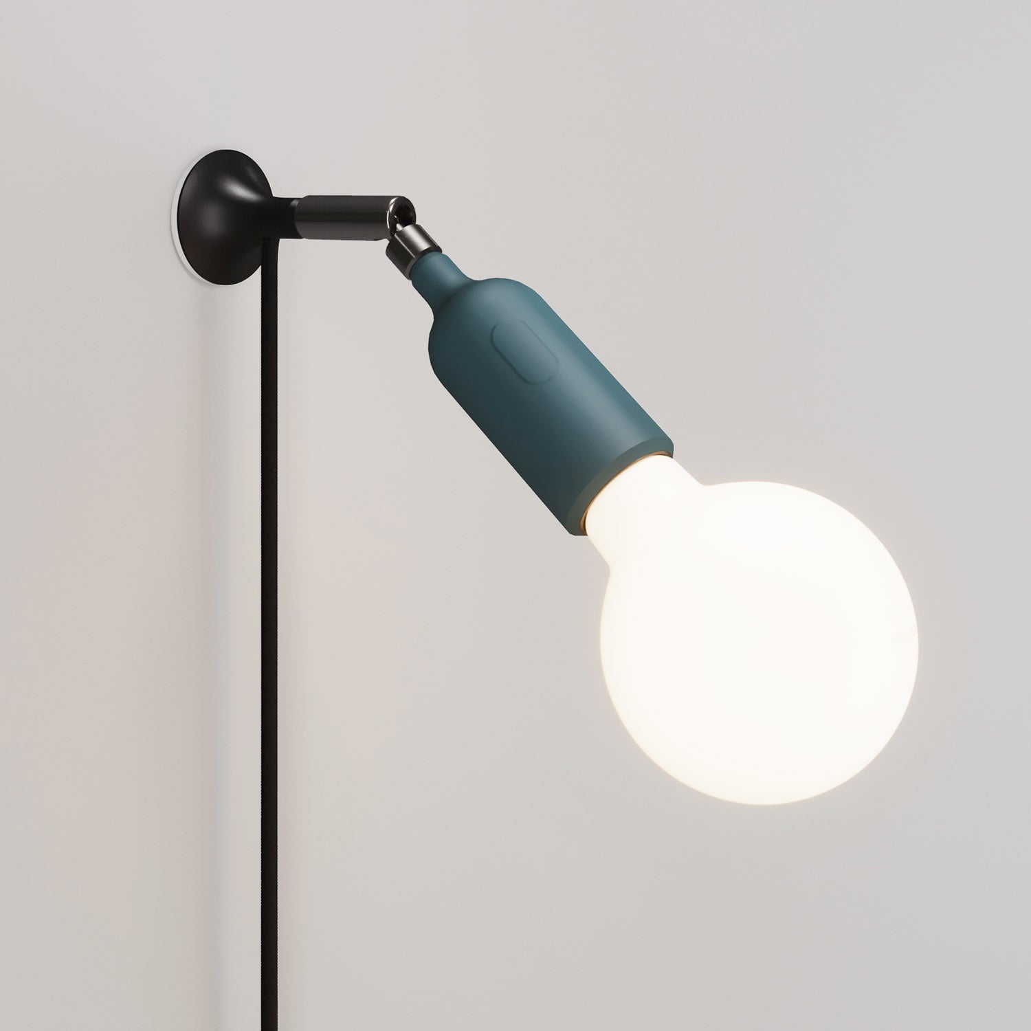 Lampada da parete MAG-Y con snodo e portalampada in silicone con interruttore - Petrolio