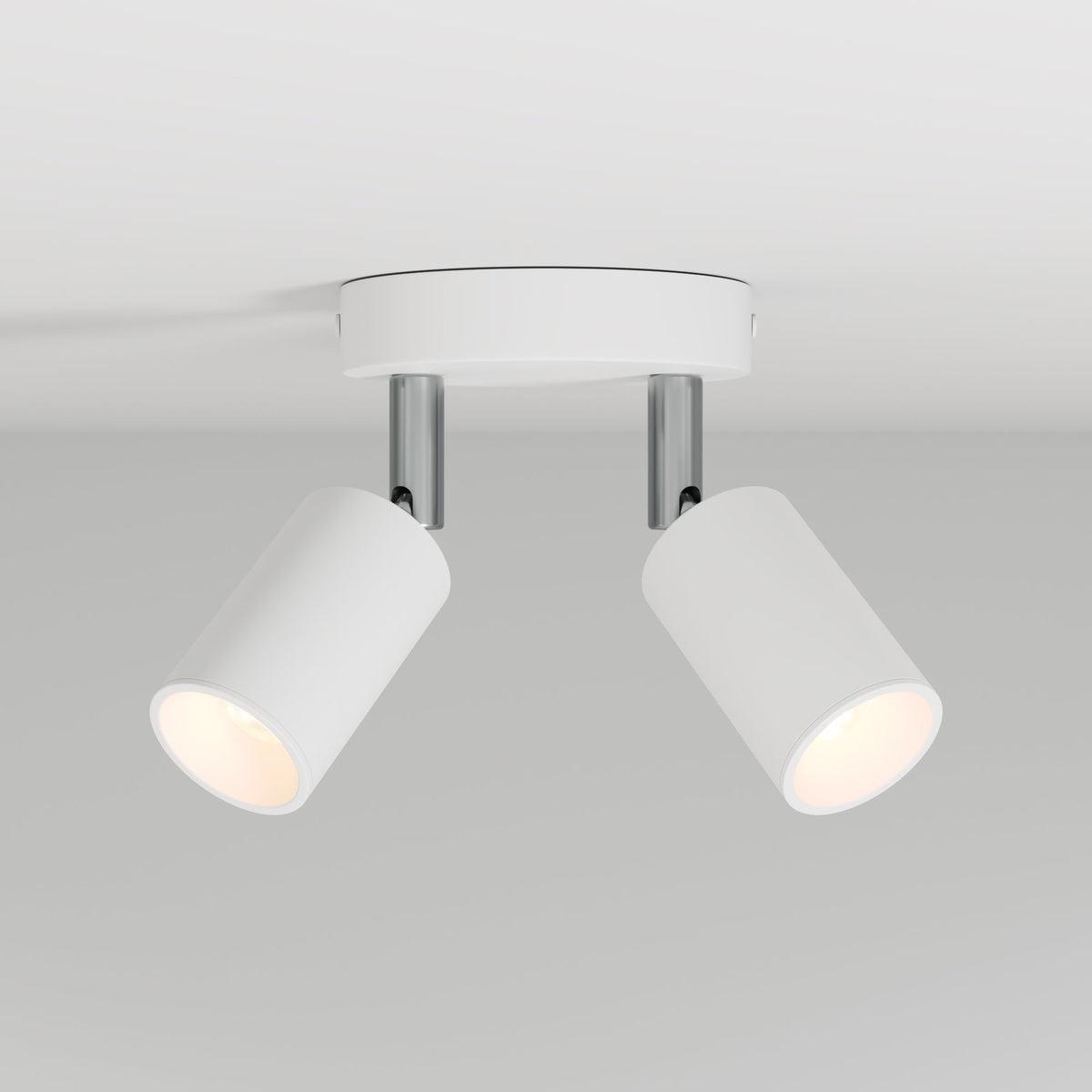 Lampada da parete o soffitto con 2 faretti GU10 Bispot orientabili - Bianco opaco - Creative Cables