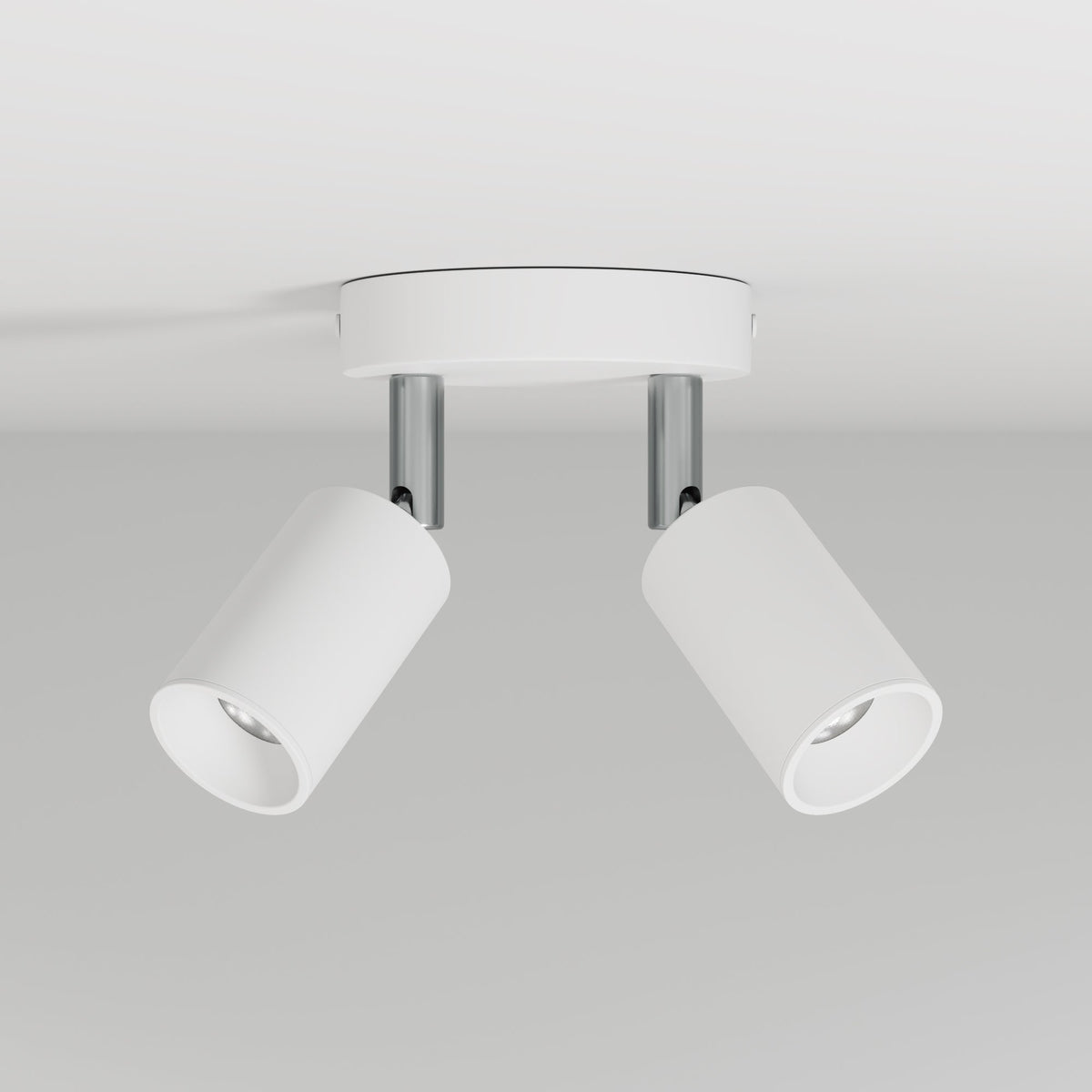 Lampada da parete o soffitto con 2 faretti GU10 Bispot orientabili - Bianco opaco - Creative Cables
