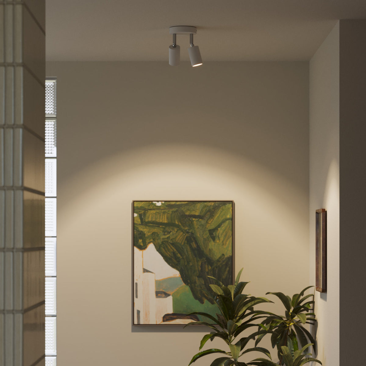 Lampada da parete o soffitto con 2 faretti GU10 Bispot orientabili - Bianco opaco - Creative Cables