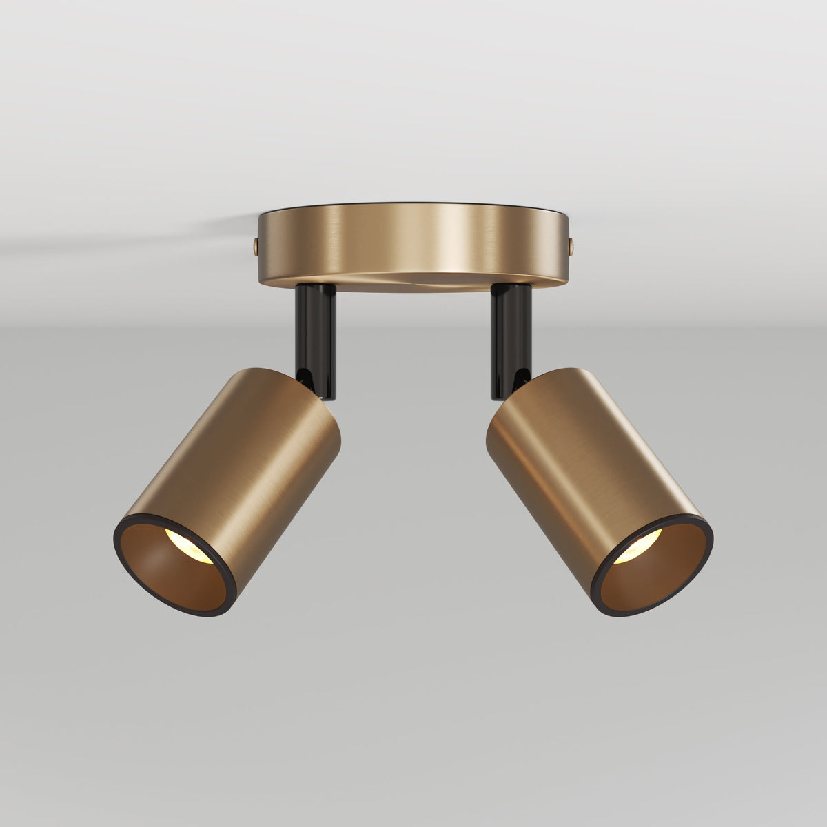Lampada da parete o soffitto con 2 faretti GU10 Bispot orientabili - Bronzo satinato / Nero - Creative Cables