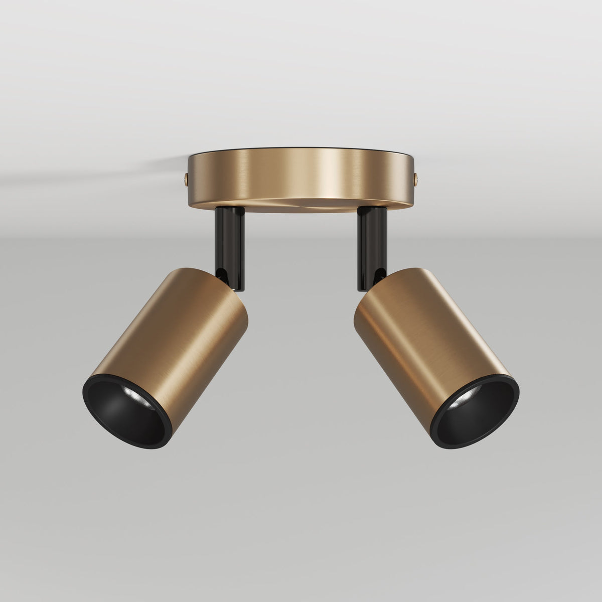 Lampada da parete o soffitto con 2 faretti GU10 Bispot orientabili - Bronzo satinato / Nero - Creative Cables
