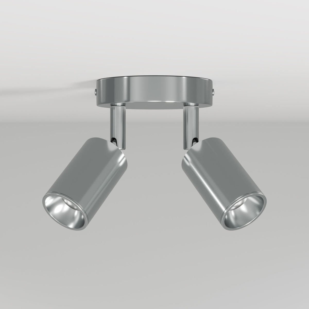 Lampada da parete o soffitto con 2 faretti GU10 Bispot orientabili - Cromo satinato - Creative Cables
