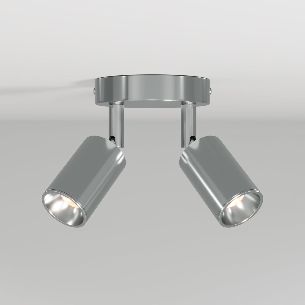 Lampada da parete o soffitto con 2 faretti GU10 Bispot orientabili - Cromo satinato - Creative Cables