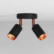 Lampada da parete o soffitto con 2 faretti GU10 Bispot orientabili - Nero / Rame satinato - Creative Cables
