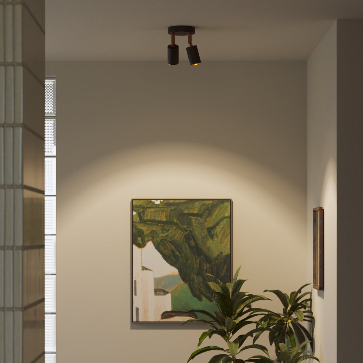 Lampada da parete o soffitto con 2 faretti GU10 Bispot orientabili - Nero / Rame satinato - Creative Cables