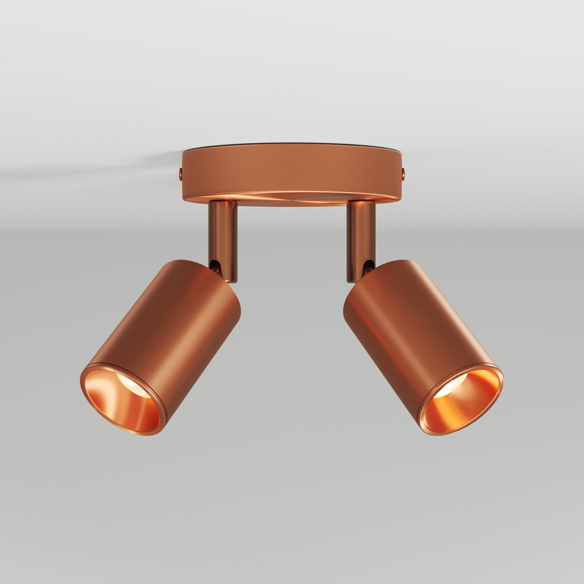 Lampada da parete o soffitto con 2 faretti GU10 Bispot orientabili - Rame satinato - Creative Cables