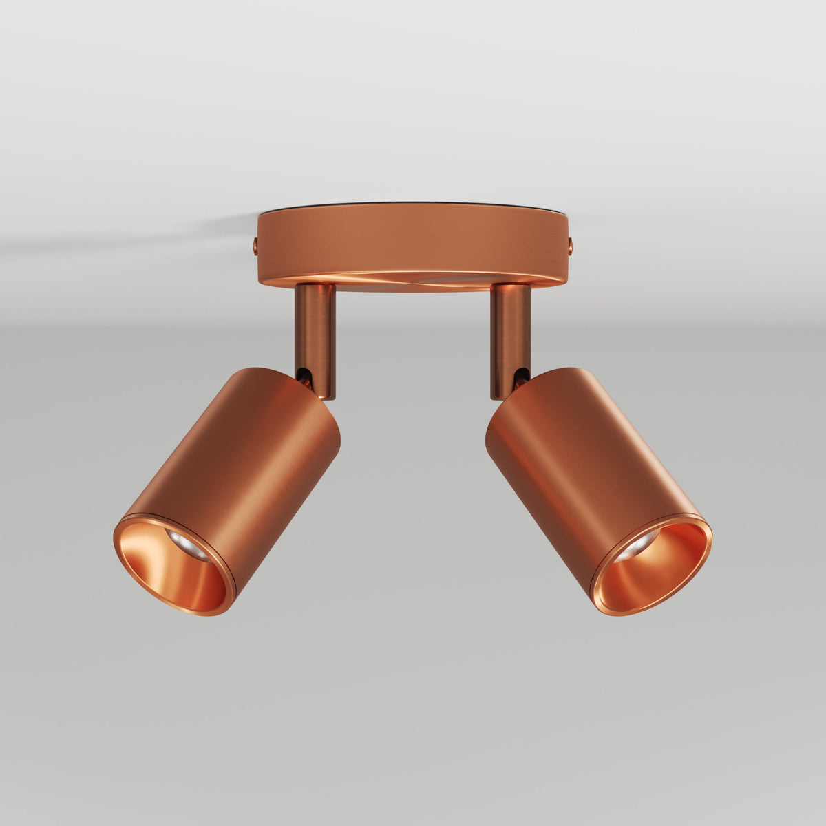 Lampada da parete o soffitto con 2 faretti GU10 Bispot orientabili - Rame satinato - Creative Cables