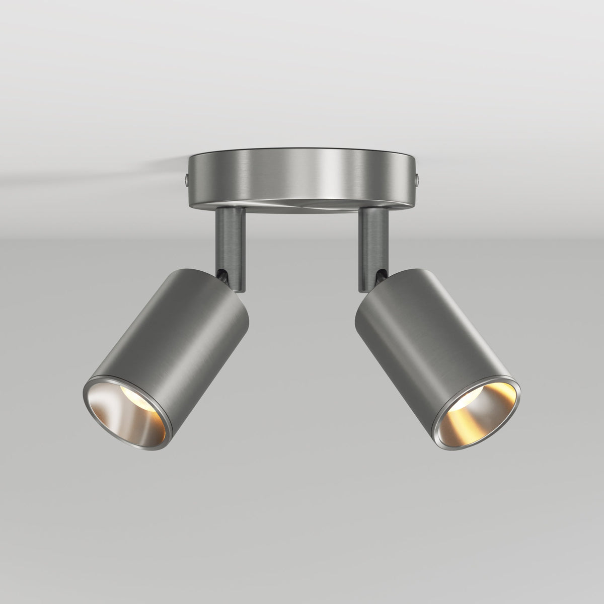 Lampada da parete o soffitto con 2 faretti GU10 Bispot orientabili - Titanio satinato - Creative Cables