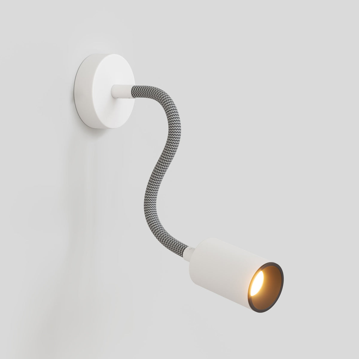 Lampada da parete o soffitto con faretto GU10 Bispot e braccio orientabile Flex 30 cm - Bianco opaco / Nero - Creative Cables