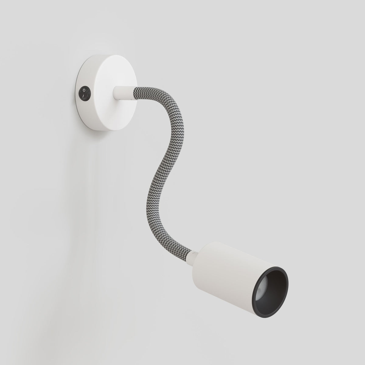 Lampada da parete o soffitto con faretto GU10 Bispot e braccio orientabile Flex 30 cm - Bianco opaco / Nero - Creative Cables