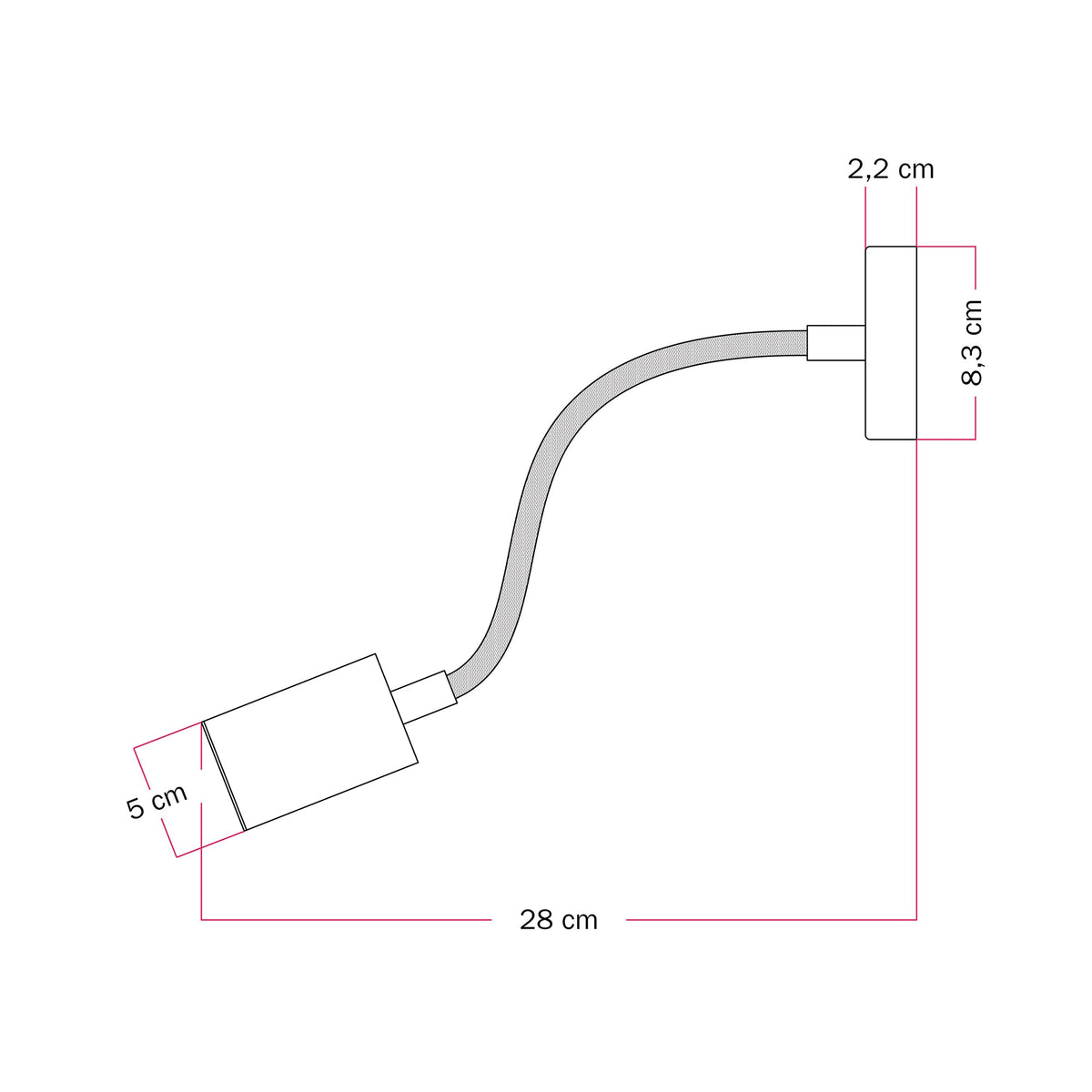 Lampada da parete o soffitto con faretto GU10 Bispot e braccio orientabile Flex 30 cm - Nero - Creative Cables