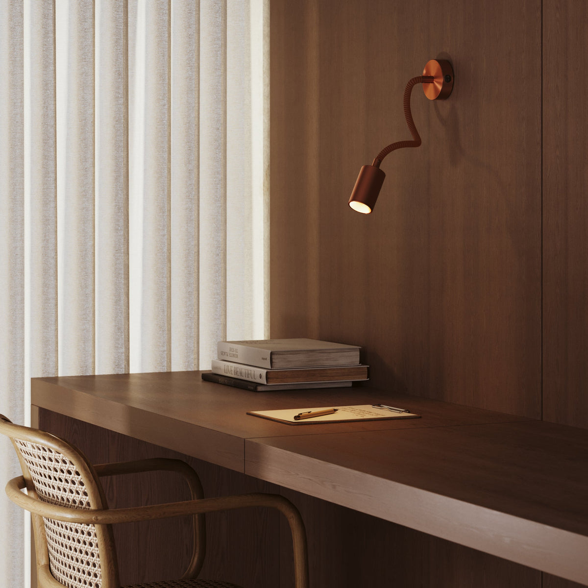 Lampada da parete o soffitto con faretto GU10 Bispot e braccio orientabile Flex 30 cm - Rame satinato - Creative Cables