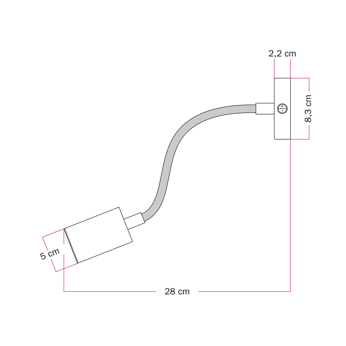 Lampada da parete o soffitto con faretto GU10 Bispot e braccio orientabile Flex 30 cm - Rame satinato - Creative Cables