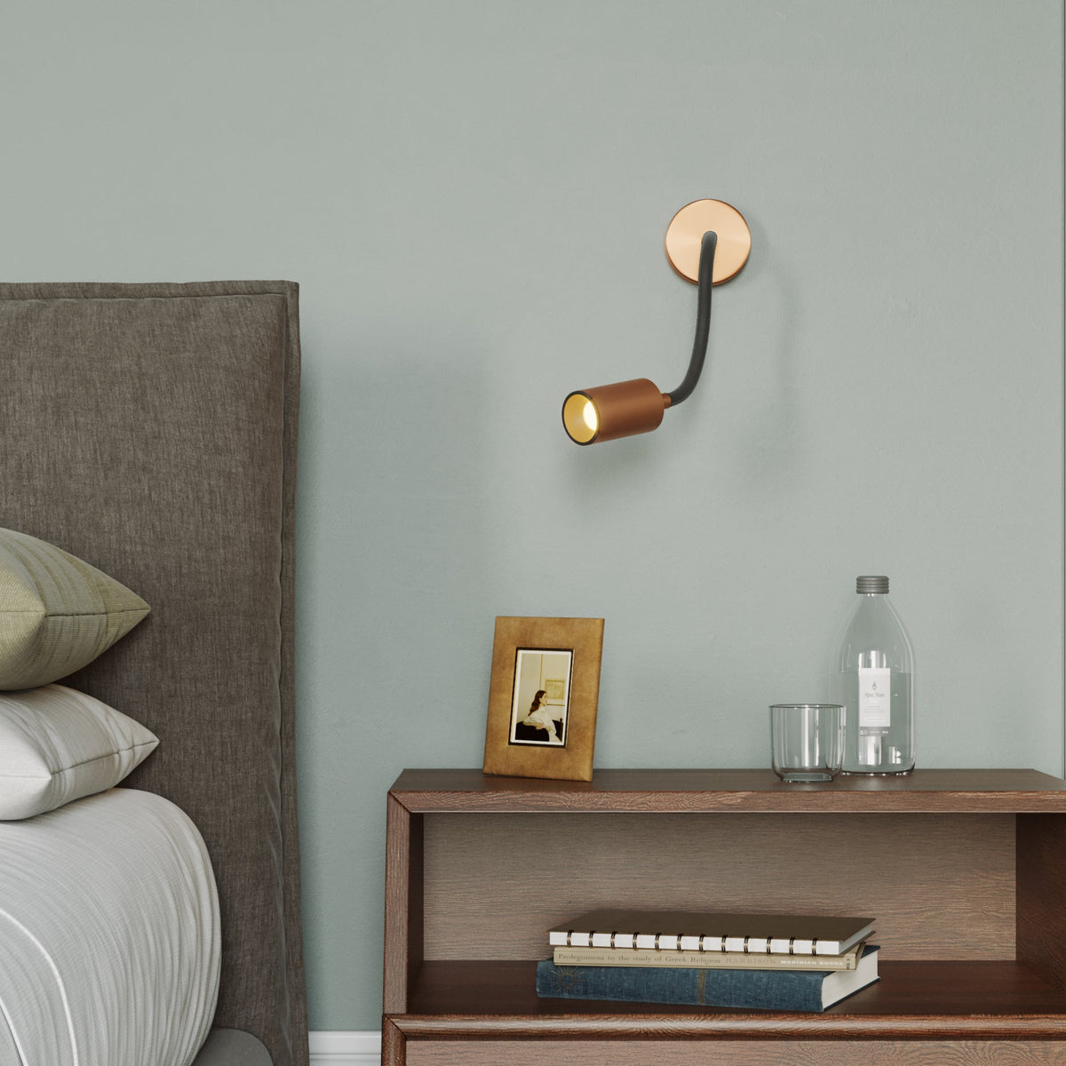 Lampada da parete o soffitto con faretto GU10 Bispot e braccio orientabile Flex 30 cm - Rame satinato / Nero - Creative Cables