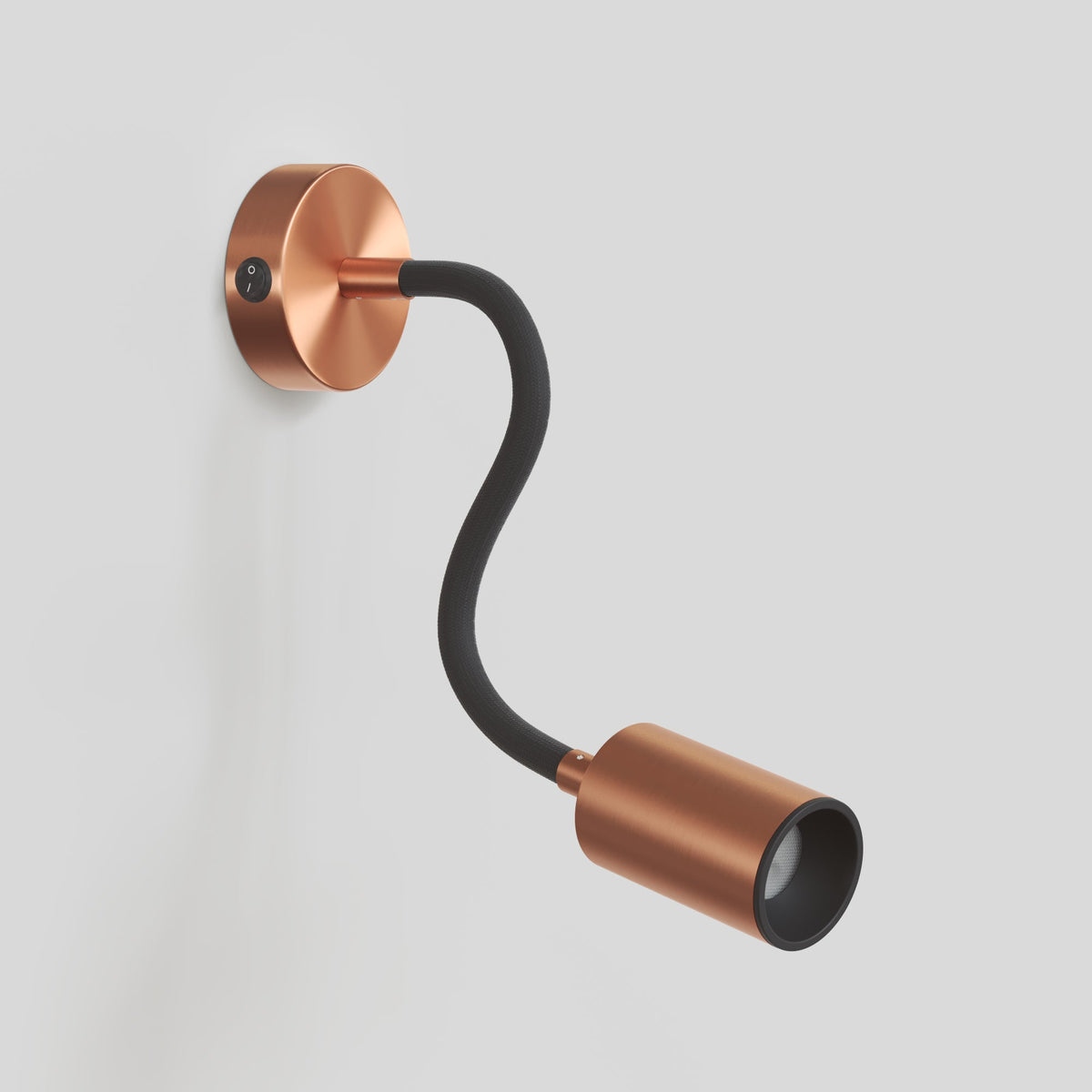 Lampada da parete o soffitto con faretto GU10 Bispot e braccio orientabile Flex 30 cm - Rame satinato / Nero - Creative Cables