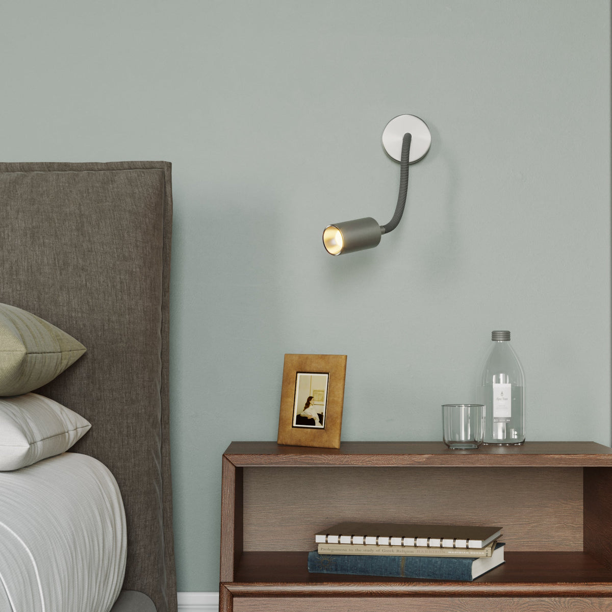 Lampada da parete o soffitto con faretto GU10 Bispot e braccio orientabile Flex 30 cm - Titanio satinato - Creative Cables