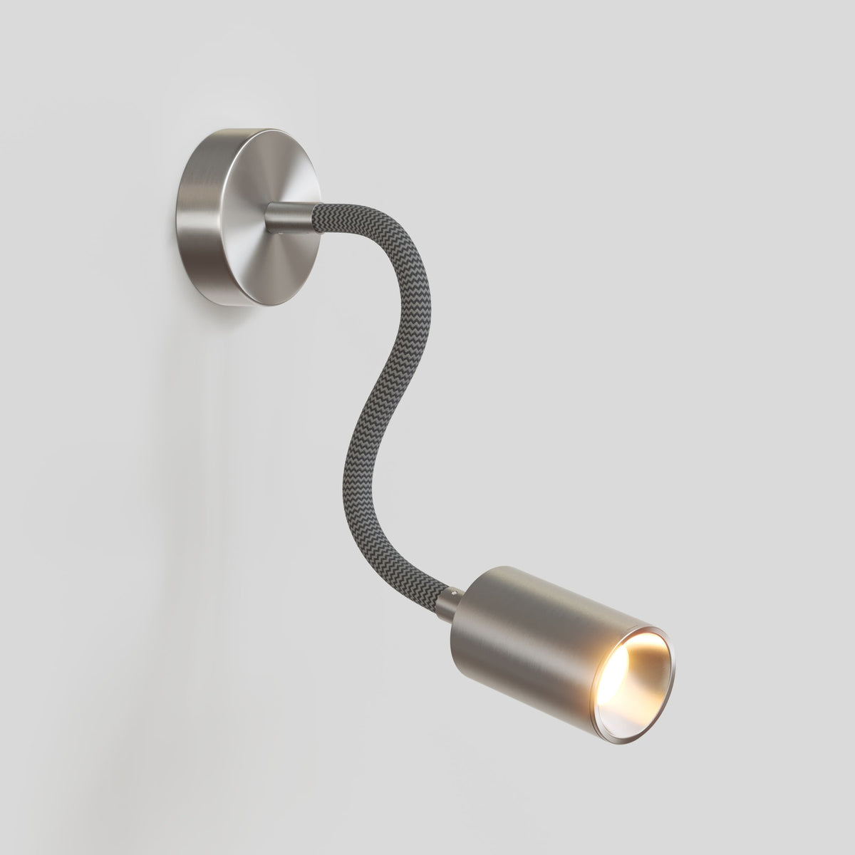 Lampada da parete o soffitto con faretto GU10 Bispot e braccio orientabile Flex 30 cm - Titanio satinato - Creative Cables