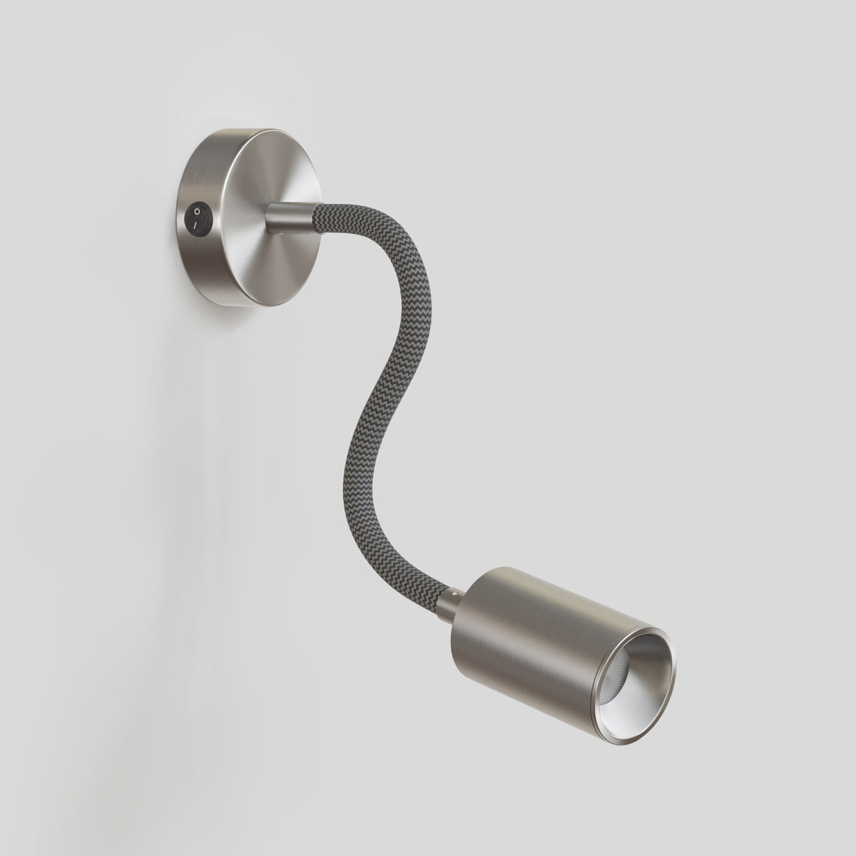 Lampada da parete o soffitto con faretto GU10 Bispot e braccio orientabile Flex 30 cm - Titanio satinato - Creative Cables