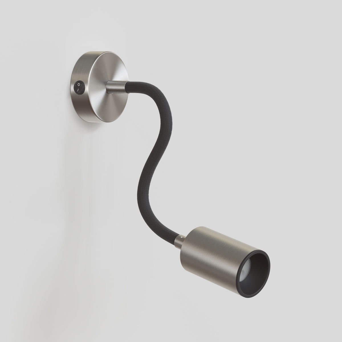 Lampada da parete o soffitto con faretto GU10 Bispot e braccio orientabile Flex 30 cm - Titanio satinato / Nero - Creative Cables