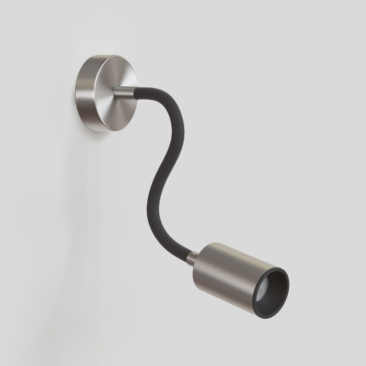 Lampada da parete o soffitto con faretto GU10 Bispot e braccio orientabile Flex 30 cm - Titanio satinato / Nero - Creative Cables