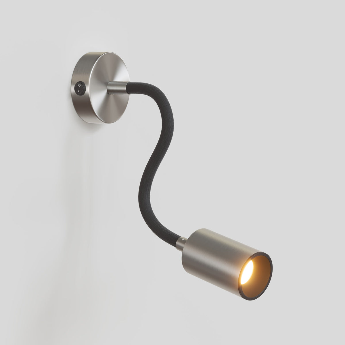 Lampada da parete o soffitto con faretto GU10 Bispot e braccio orientabile Flex 30 cm - Titanio satinato / Nero - Creative Cables