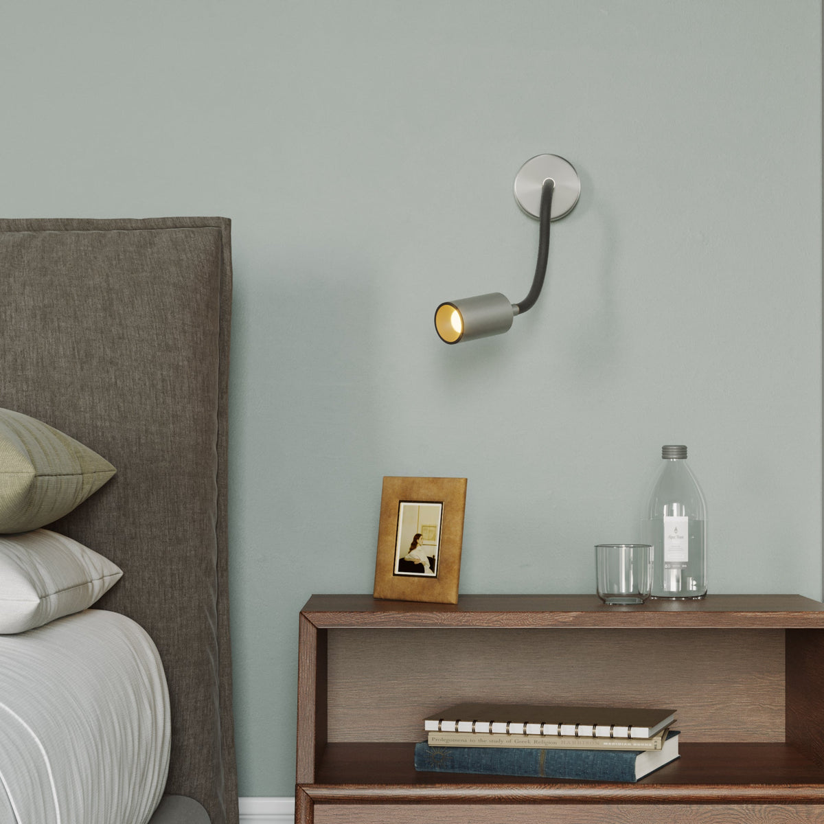 Lampada da parete o soffitto con faretto GU10 Bispot e braccio orientabile Flex 30 cm - Titanio satinato / Nero - Creative Cables