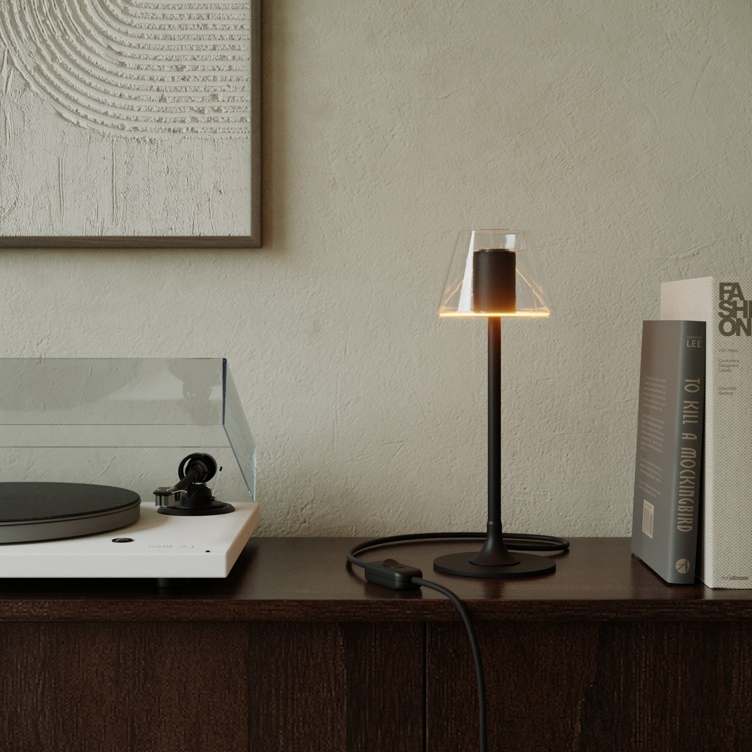 Lampada da tavolo MAG-Y G07 con base metallica tonda - Nero