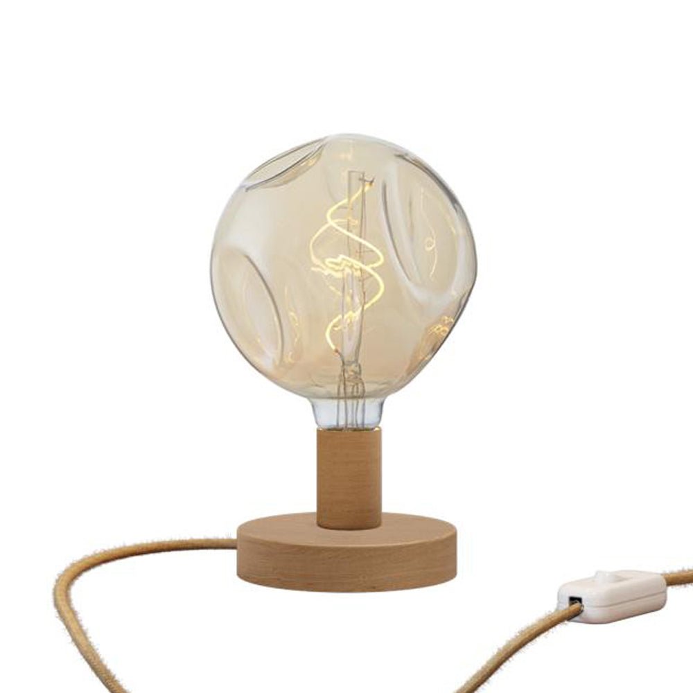 Lampada da tavolo Posaluce Bumped in legno e spina UK - Neutro Interruttore