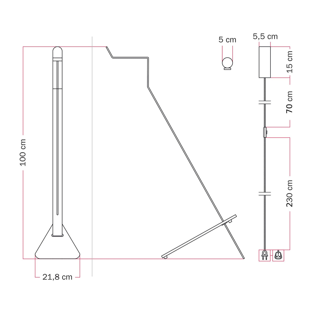 Lampada da terra inclinabile con faretto magnetico orientabile - Mario Tubo - Verde