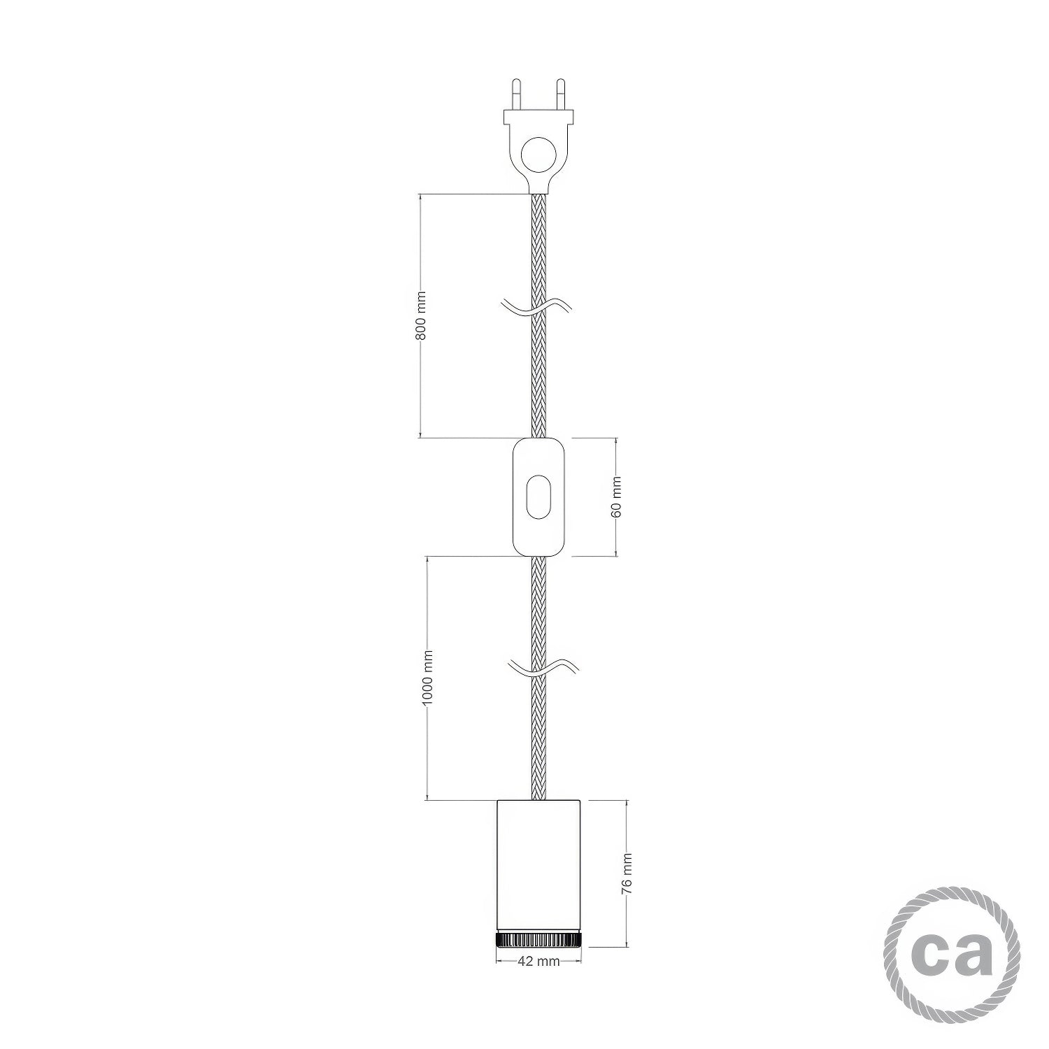 Lampada faretto Mini Spotlight GU1d0 con cablaggio SnakeBis - Titanio satinato