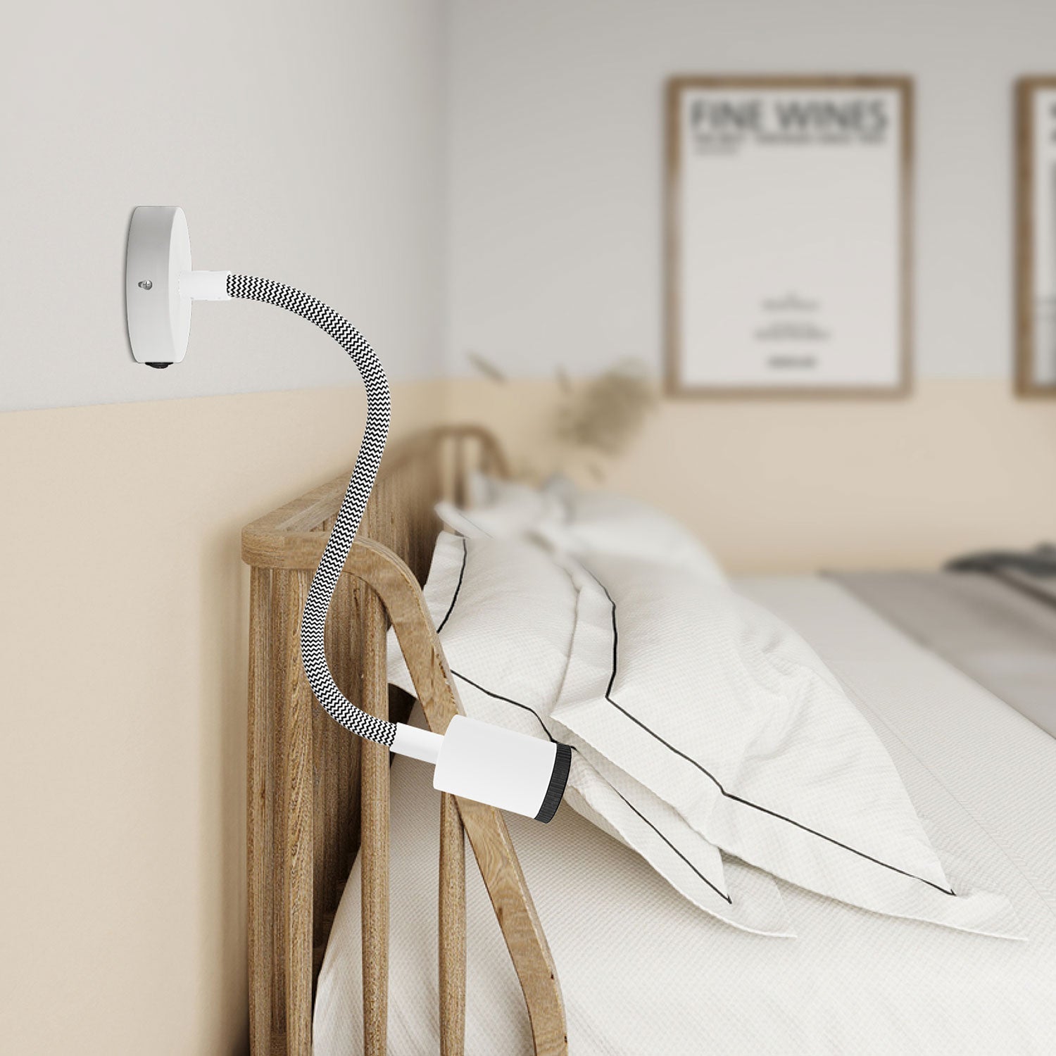 Lampada Fermaluce Flex 30 con mini rosone con interruttore e mini faretto GU1d0 - Bianco opaco