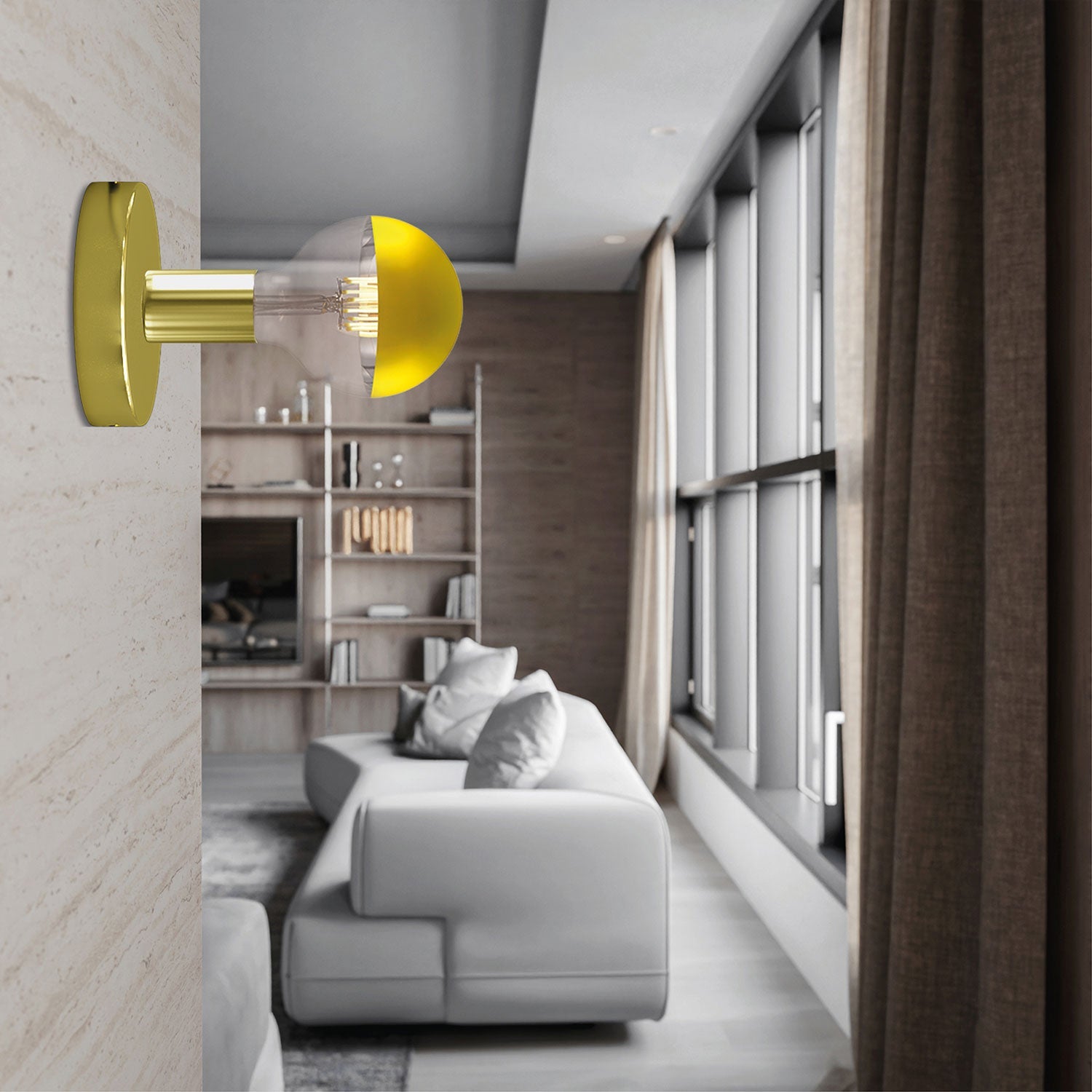 Lampada Fermaluce in metallo con lampadina Globo - Ottone