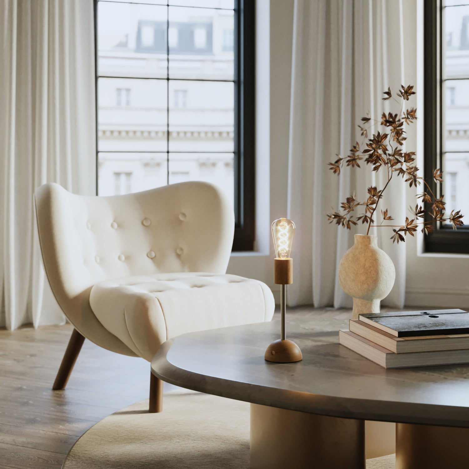 Lampada portatile e ricaricabile Cabless02 con lampadina Edison dorata - Neutro - Creative Cables