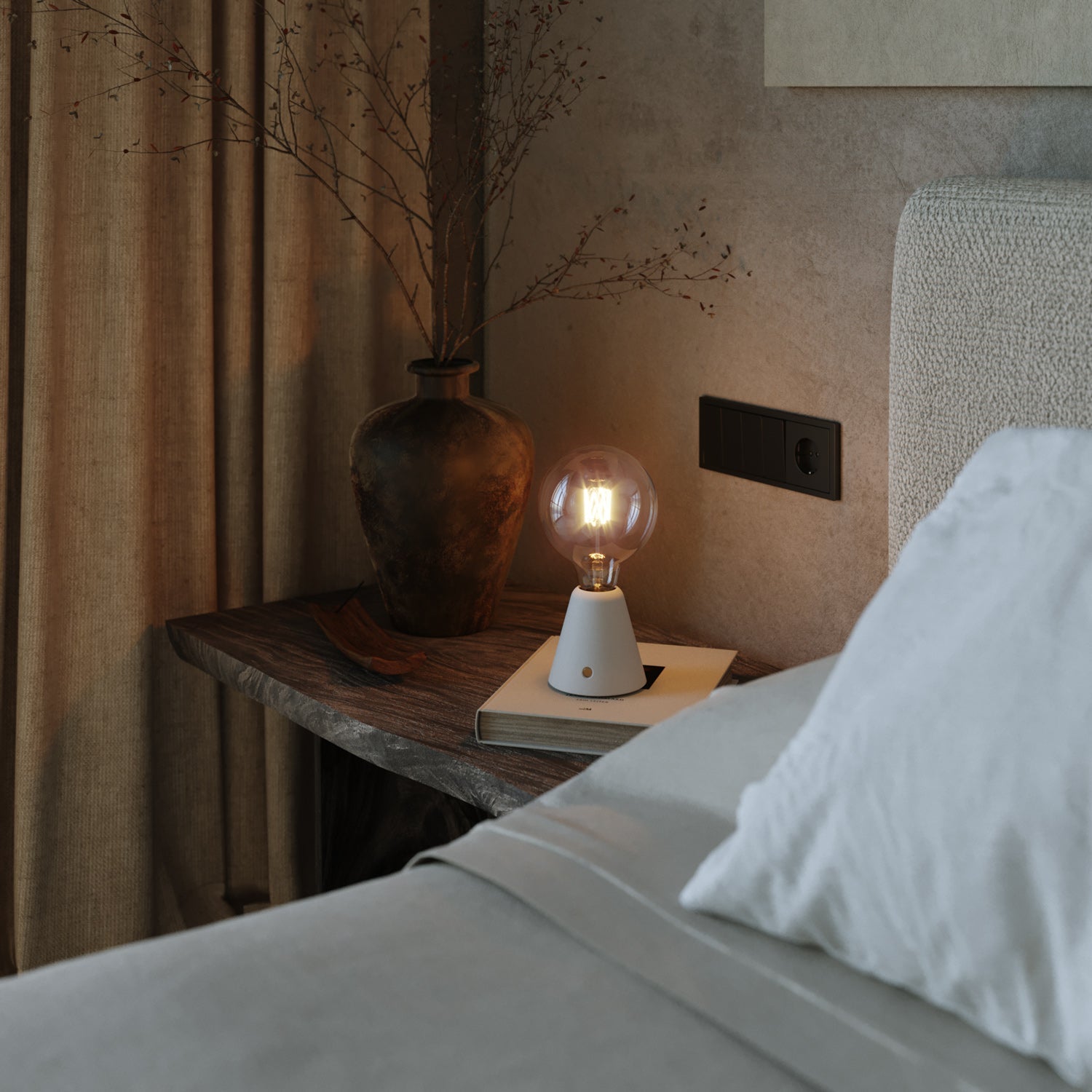 Lampada portatile ricaricabile Cabless01 con lampadina globo G125 - Bianco - Creative Cables