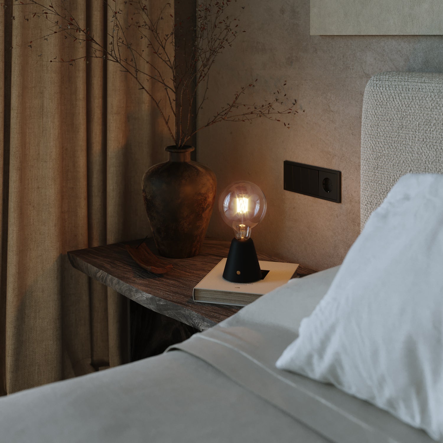 Lampada portatile ricaricabile Cabless01 con lampadina globo G125 - Nero - Creative Cables