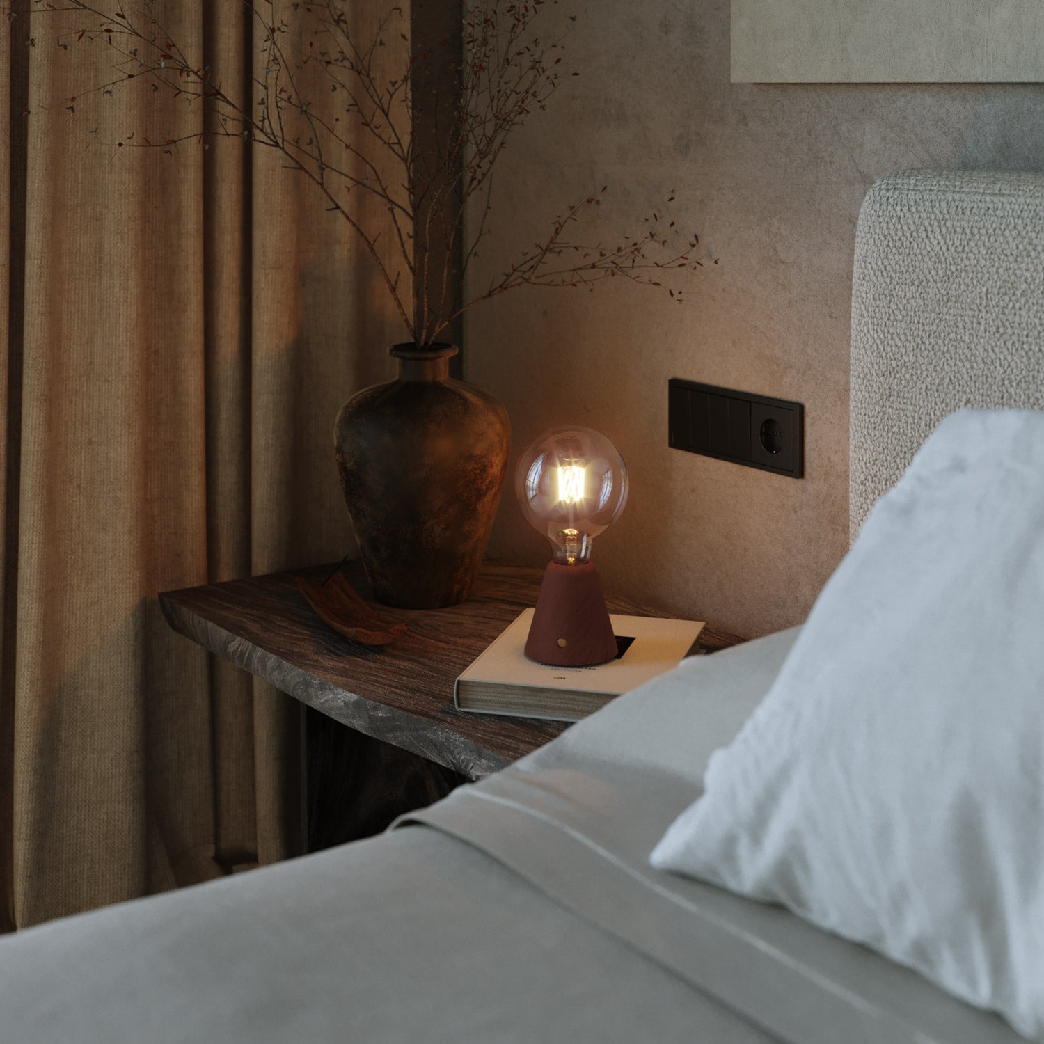 Lampada portatile ricaricabile Cabless01 con lampadina globo G125 - Terracotta - Creative Cables