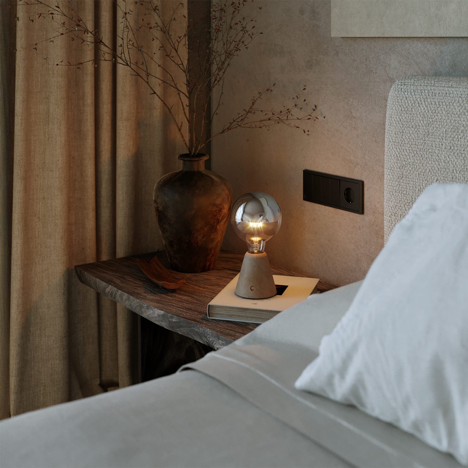 Lampada portatile ricaricabile Cabless01 con lampadina globo mezza sfera argento - Neutro - Creative Cables