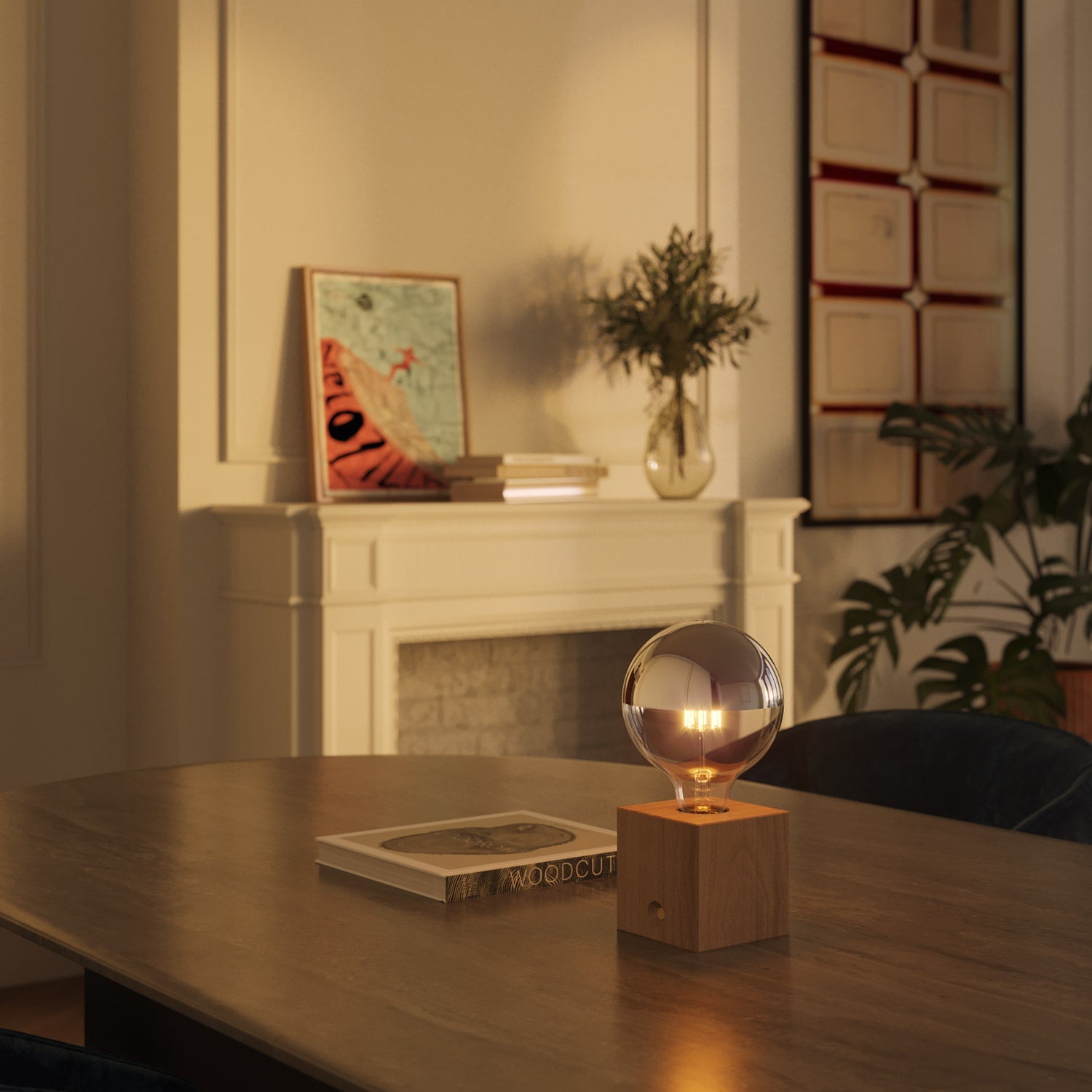 Lampada portatile ricaricabile Cabless03 con lampadina globo mezza sfera argento - Neutro - Creative Cables