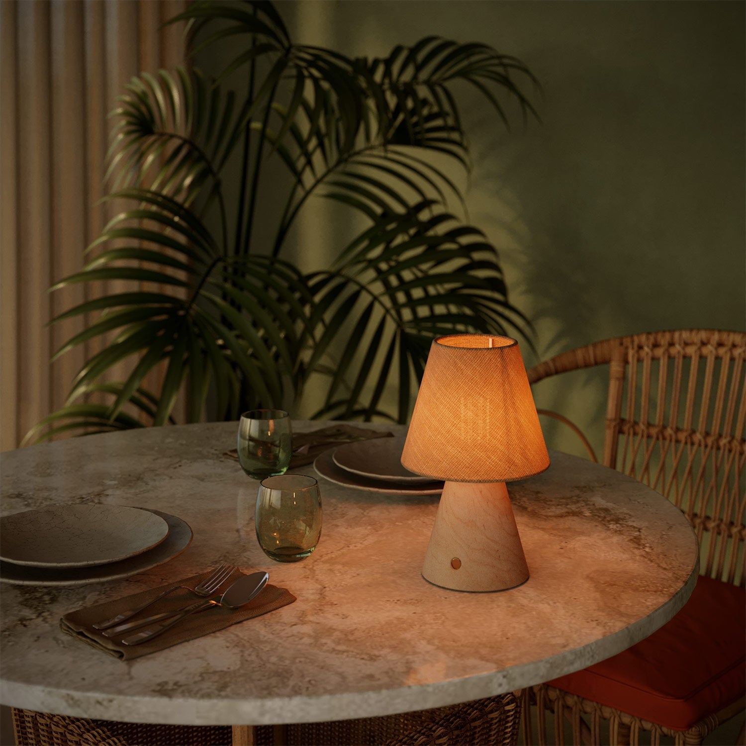 Lampada portatile ricaricabile Cabless11 con lampadina a goccia e paralume - Neutro - Creative Cables