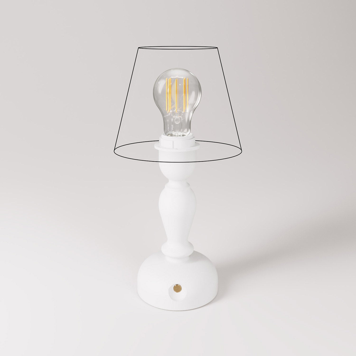 Lampada portatile ricaricabile Cabless14 con lampadina a goccia e predisposizione per paralume - Bianco - Creative Cables