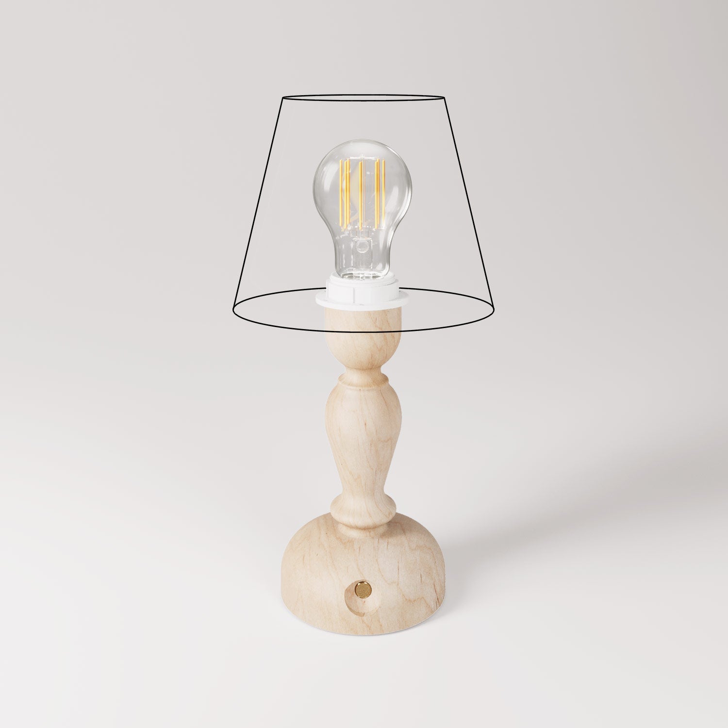 Lampada portatile ricaricabile Cabless14 con lampadina a goccia e predisposizione per paralume - Neutro - Creative Cables